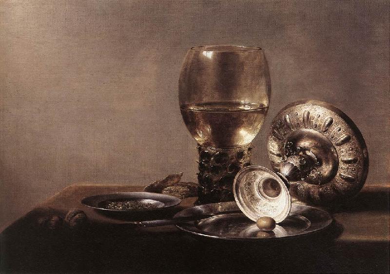 CLAESZ, Pieter Still-life with Wine Glass and Silver Bowl dsf Sweden oil painting art